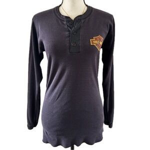 Vintage 90s USA Made Harley-Davidson Golden State Henley – M